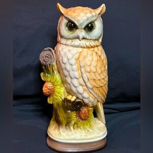 Vintage 11” ROSSINI Owl Figurine, Crystal Cut Porcelain Hand Painted